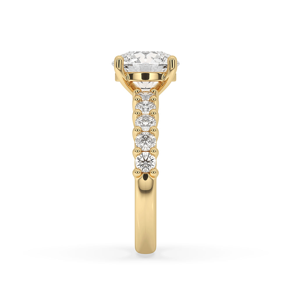 Round Cut Diamond Ring - Pave Style