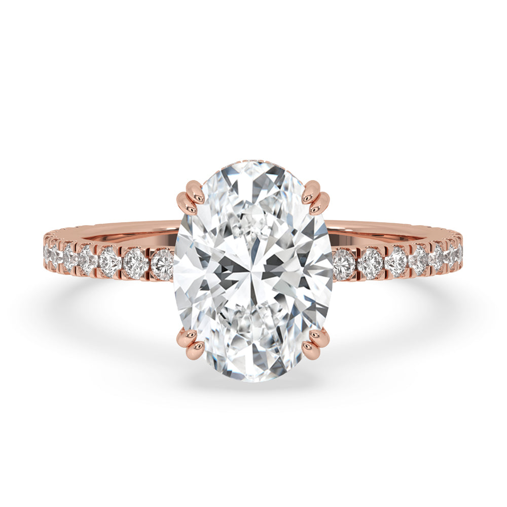 Oval Hidden Halo Engagement Ring With Pave Style Main image