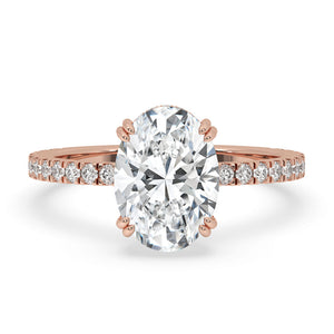 Oval Hidden Halo Engagement Ring With Pave Style