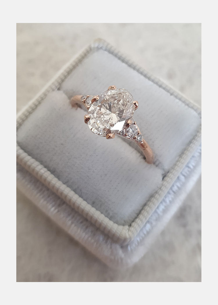 1.50 CT Oval Cut Cluster Style Moissanite Engagement Ring