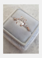 1.50 CT Oval Cut Cluster Style Moissanite Engagement Ring