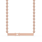Gold Bar Pendant - Baguette and Round Diamond