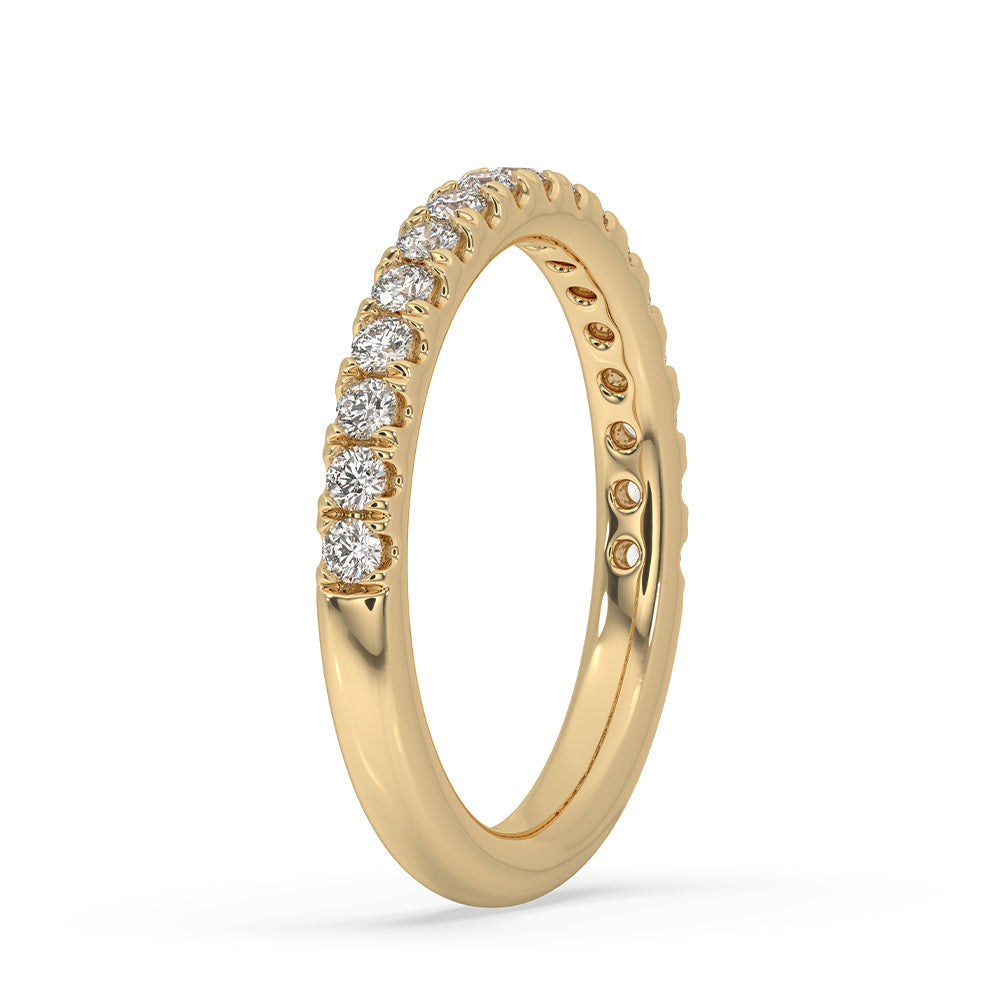 Yellow Gold Wedding Band – Round Diamond