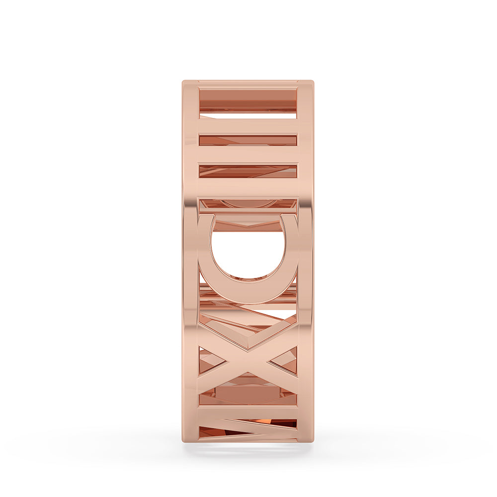 Roman Numeral Wedding Band - Rose Gold
