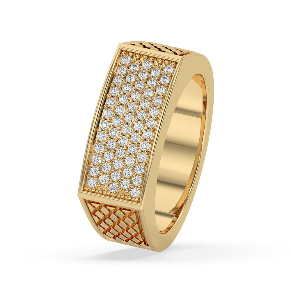 Mens Pave Wedding Band - Round Diamond