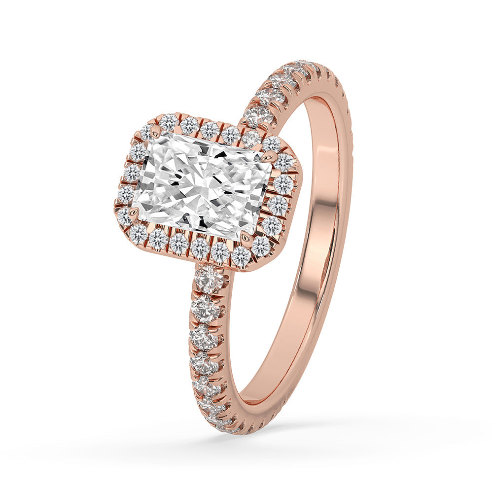 Radiant Cut Pave Set Diamond Ring With Halo Setting Secondary image