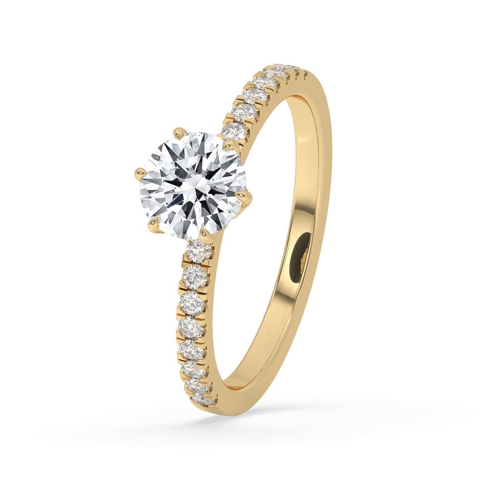 Round Cut Diamond Pave Setting Ring