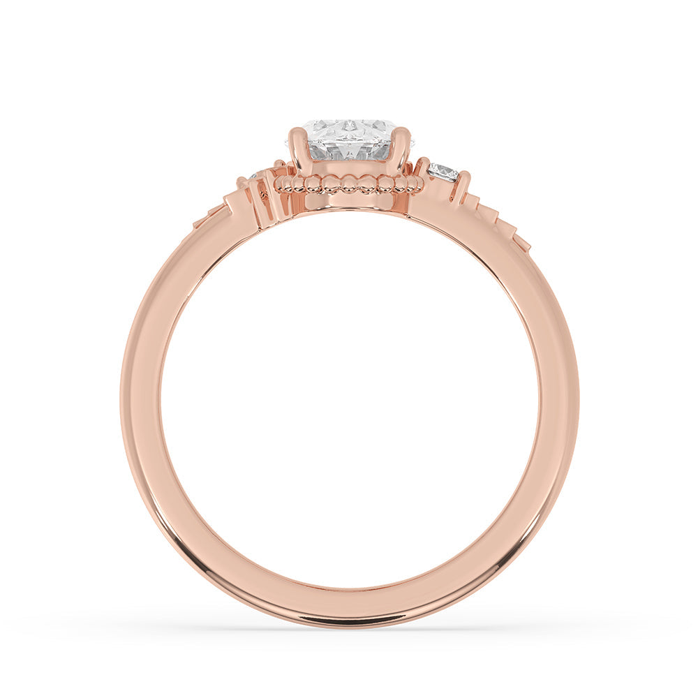Oval Cut Diamond Ring In Milgrain Setting