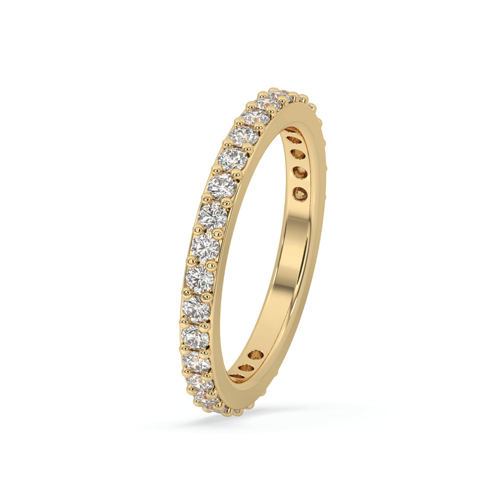 Gold Wedding Band Women With Round Diamonds