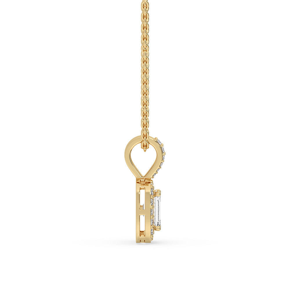 Emerald Diamond Pendant - Halo Setting