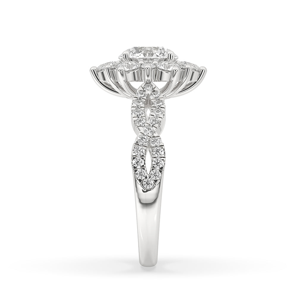 Halo Cluster Ring With Round Diamond