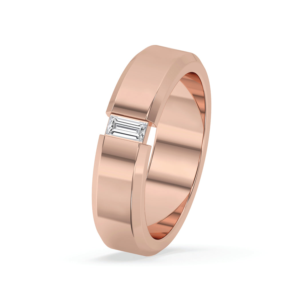 Mens diamond solitaire ring - Baguette Cut Secondary image