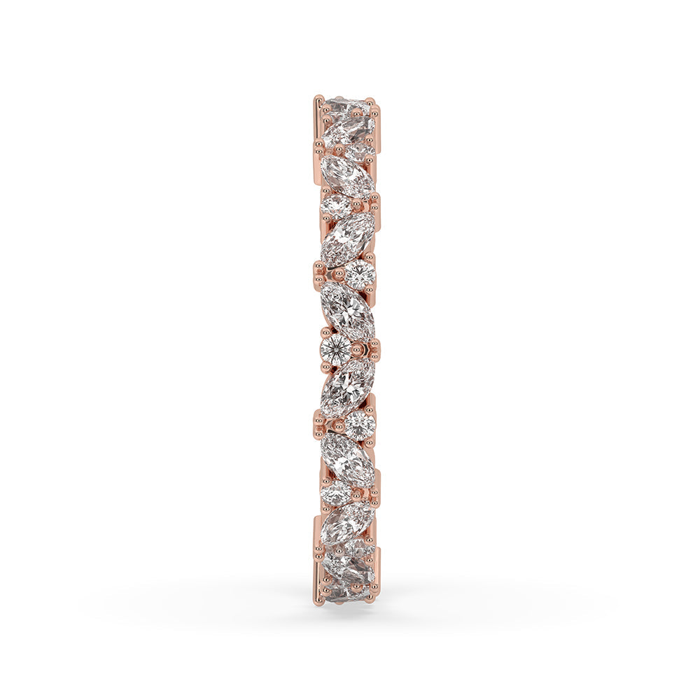Round And Marquise Wedding Band Image secondaire du produit
