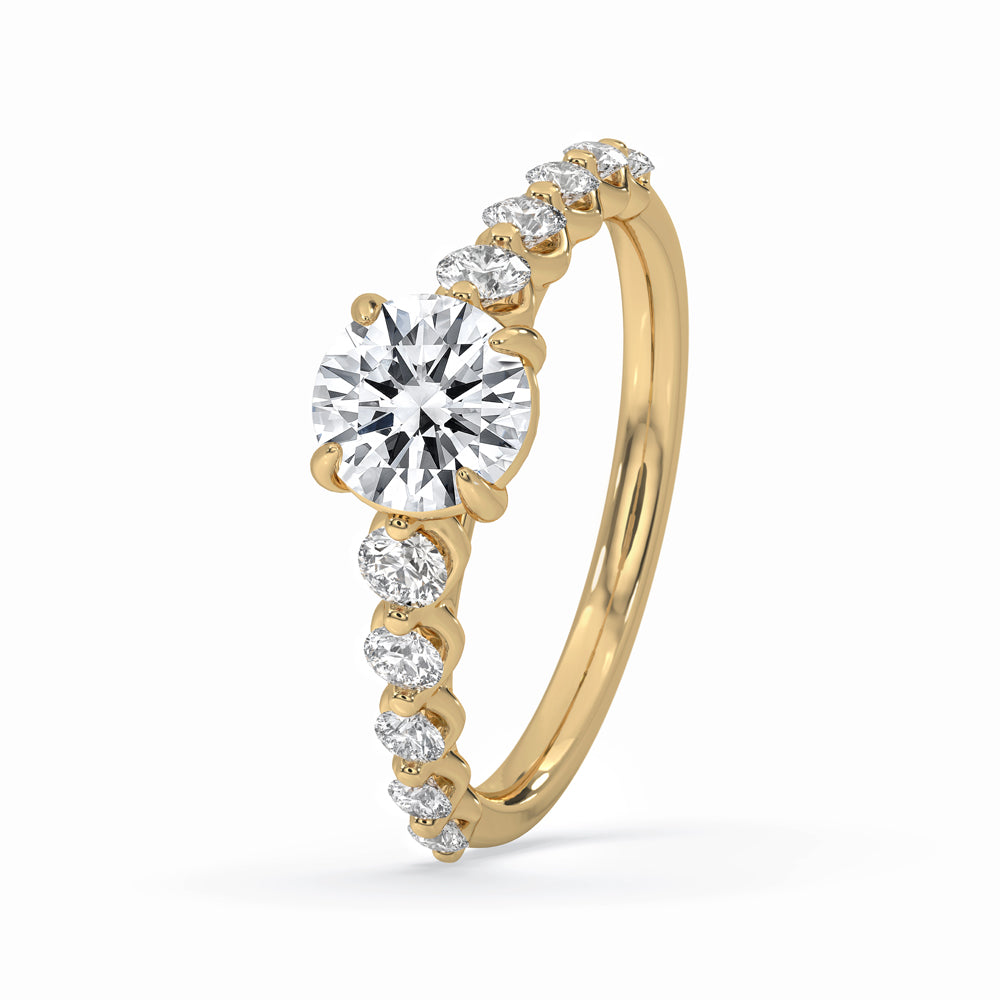 Round Brilliant Cut Diamond Ring with Side Stone Secondary image
