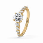 Round Brilliant Cut Diamond Ring with Side Stone