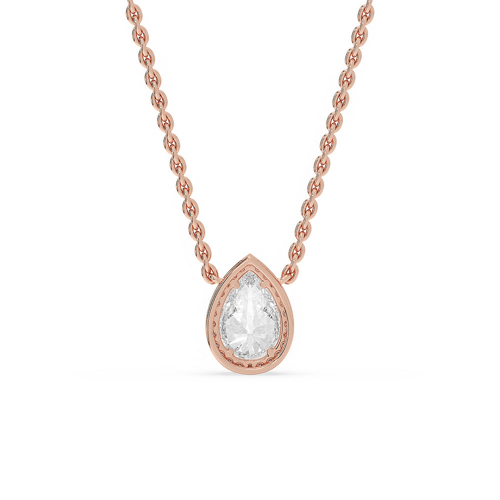Pear Shaped Diamond Pendant - Halo Design Secondary image