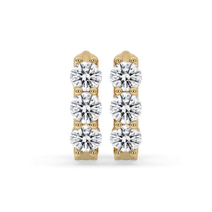 Round Diamond Gold Hoop Earrings For Women