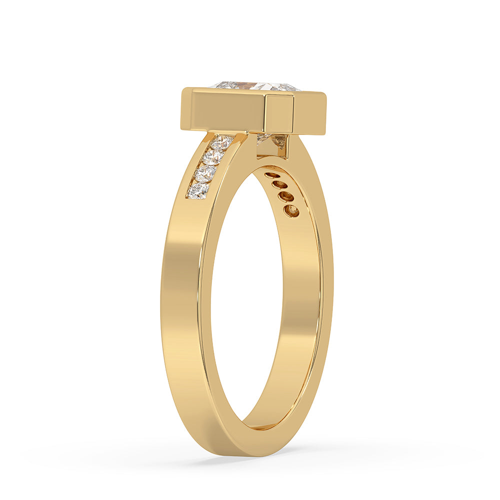 Radiant Cut Engagement Ring with Bezel Setting