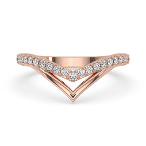 V Shaped Wedding Band - Lab Grown Diamonds