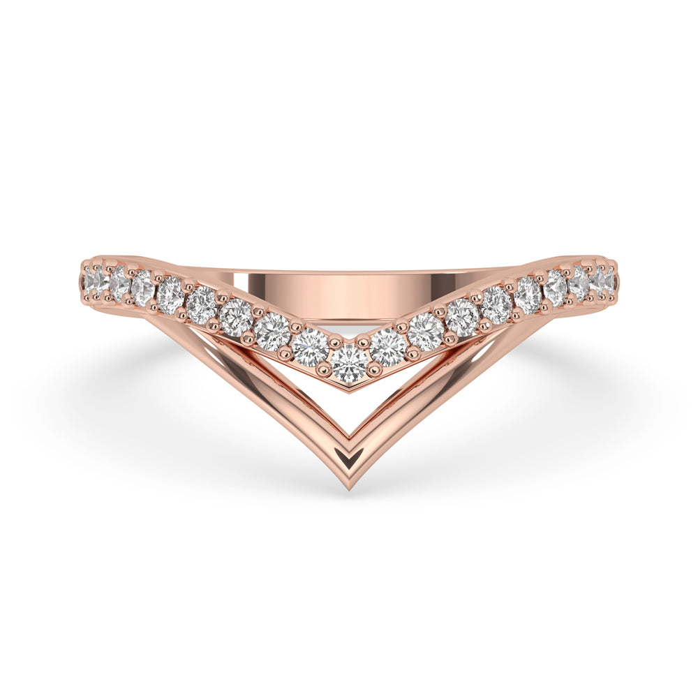 V Shaped Wedding Band - Lab Grown Diamonds