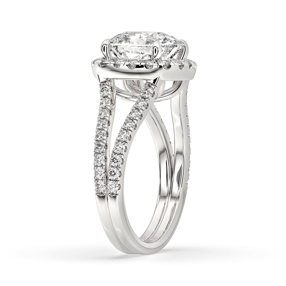 Cushion Cut Diamond Ring In Halo Setting