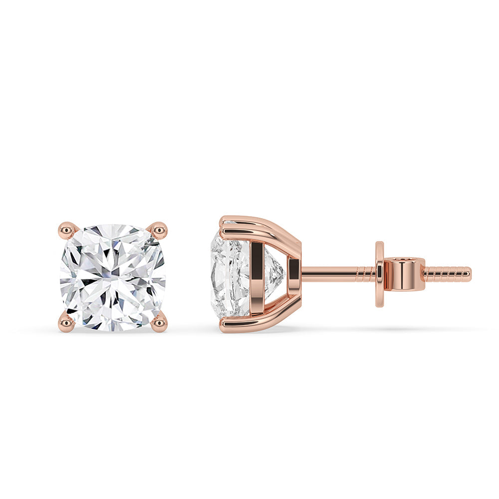 Rose Gold Cushion Cut Diamond Earrings Secondary image