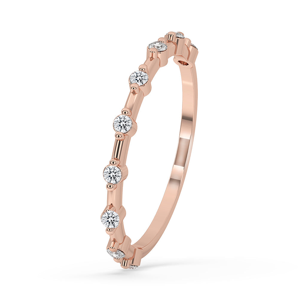 Distance Pave Rose Gold Wedding Band