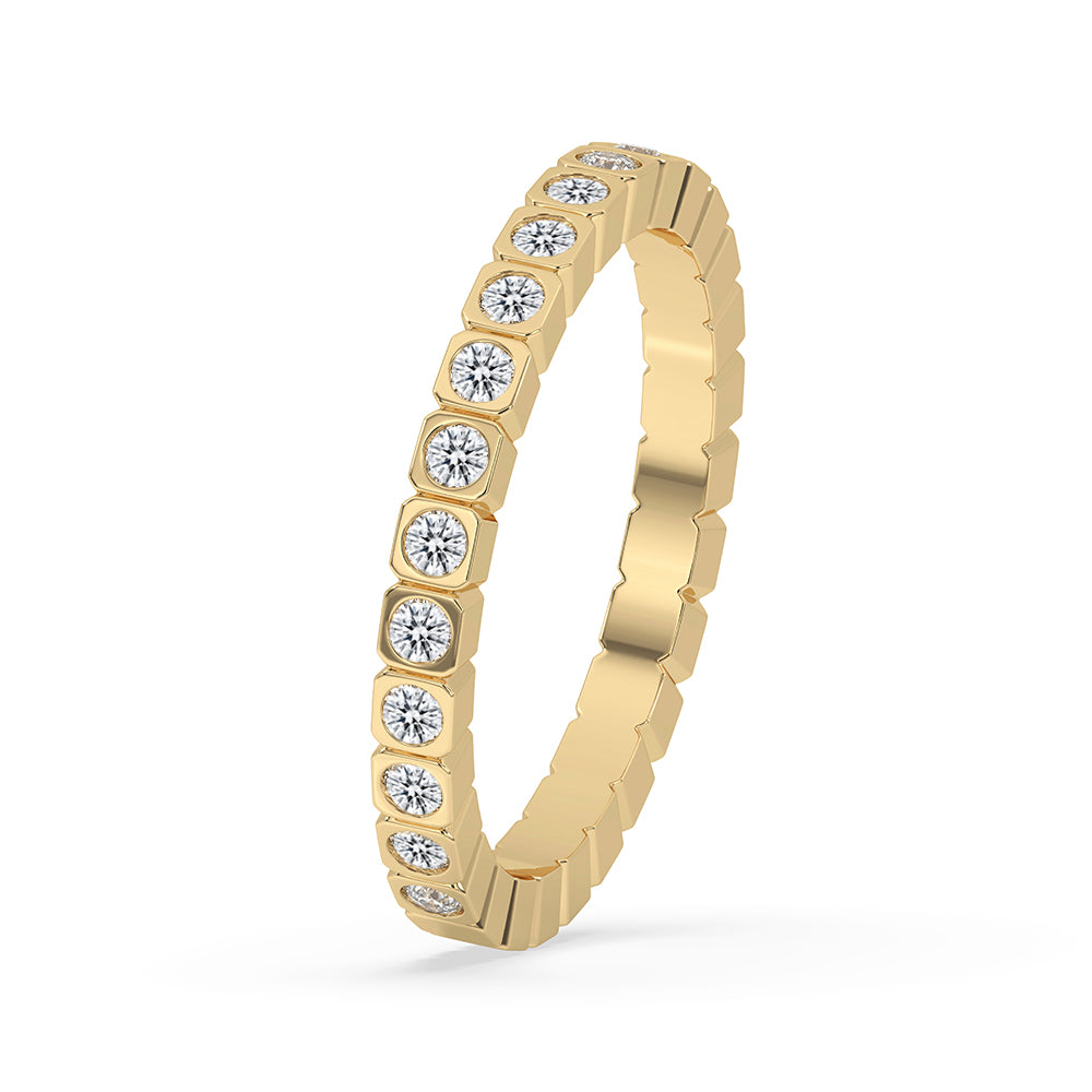 Square Bezel Box Yellow Gold Diamond Wedding Band Secondary image