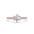 Hexagon Step Cut Hidden Halo Diamond Ring