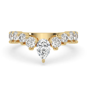 Curved Diamond Wedding Band - Round Diamonds