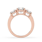3 Stone Round Diamond Ring In Rose Gold