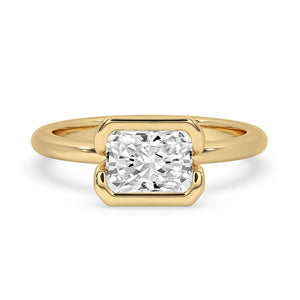 Half Bezel Set Ring In Yellow Gold