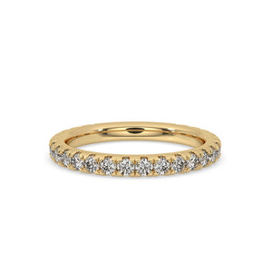Round Diamond Gold Band In Half Eternity Style
