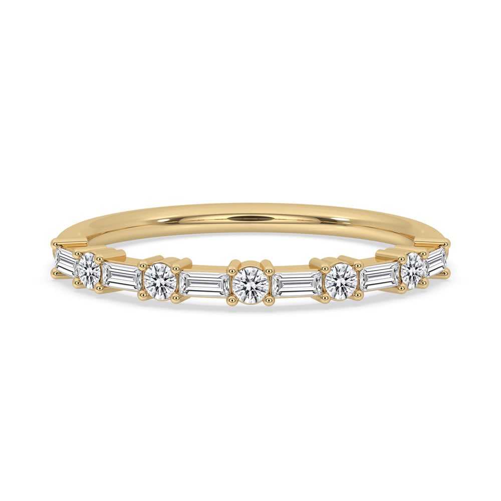 Baguette and Round Diamond Band - Half Eternity