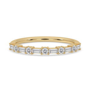 Baguette and Round Diamond Band - Half Eternity