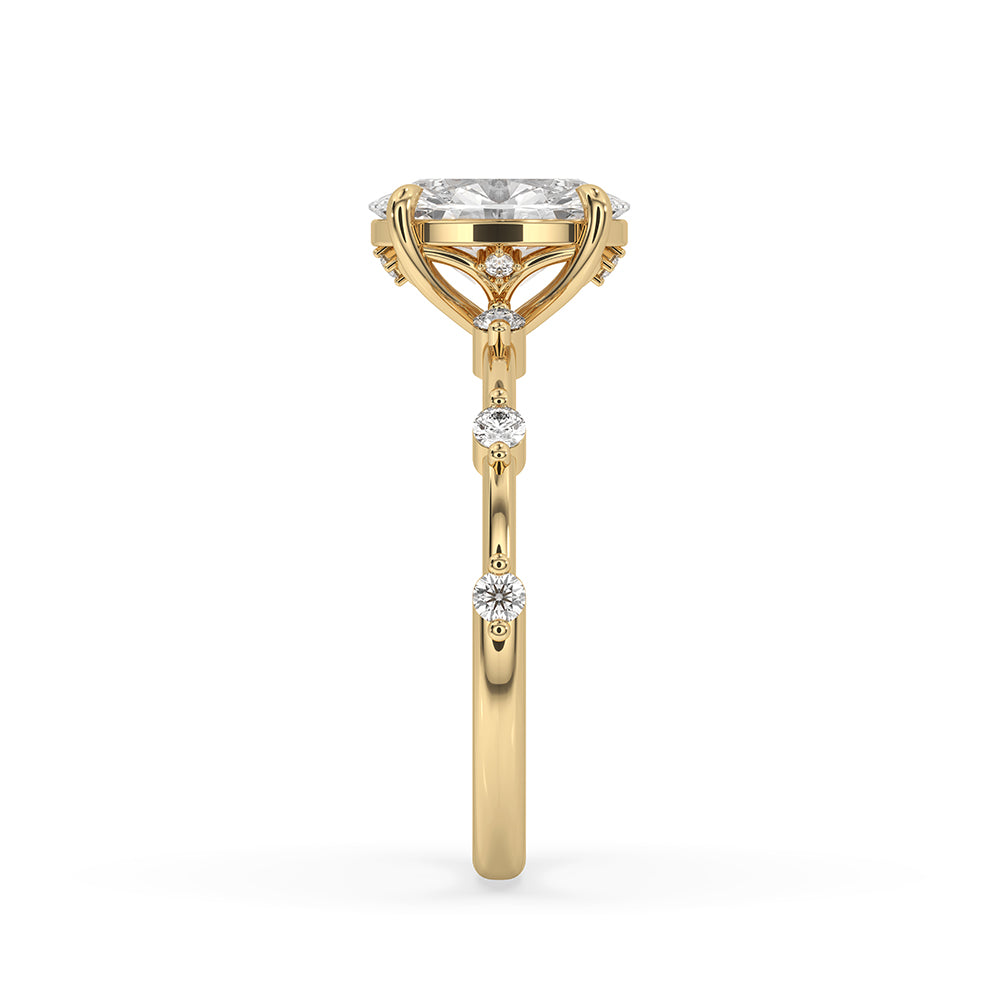Oval Diamond Engagement Ring in Distance Pave Style