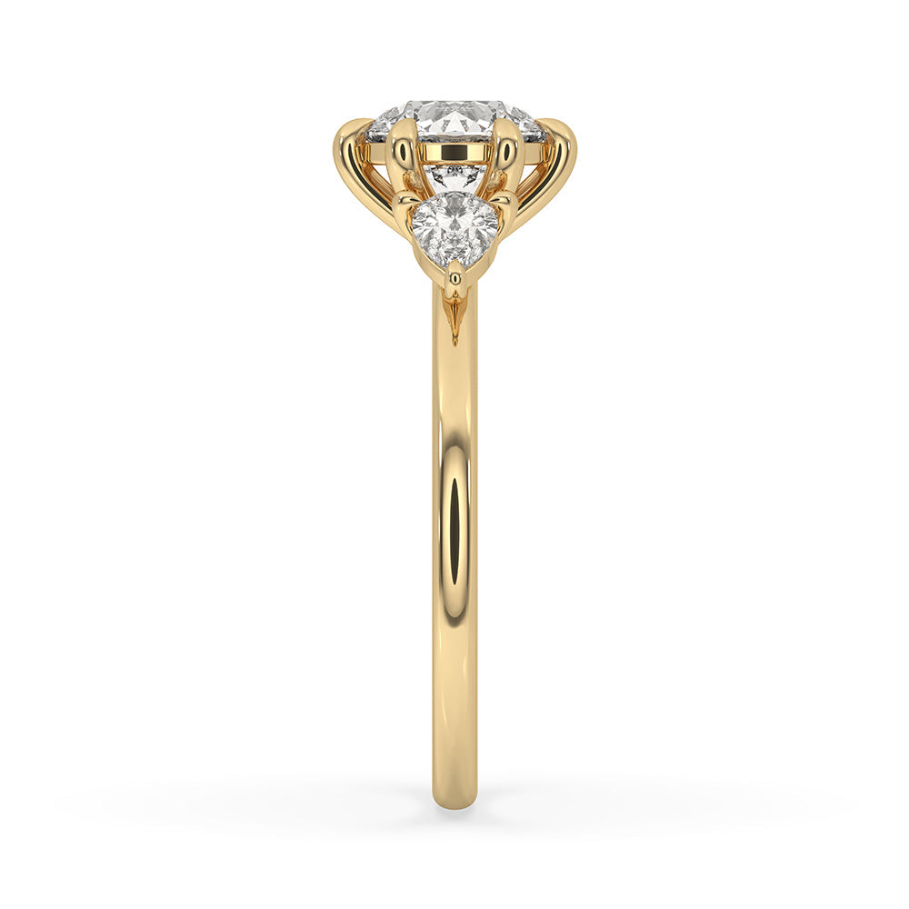 Yellow Gold 3 Stone Round Diamond Ring