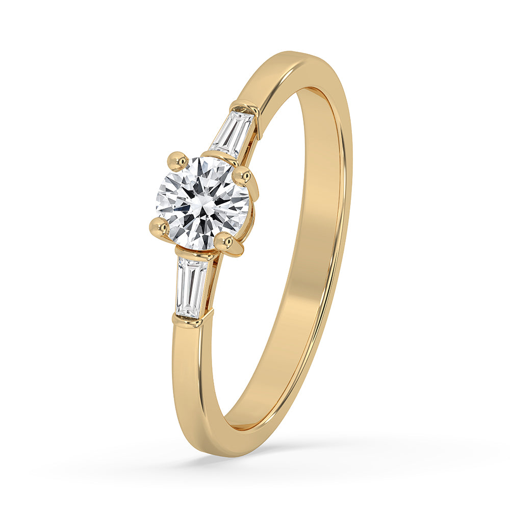 3 Stone Diamond Engagement Ring In Yellow Gold