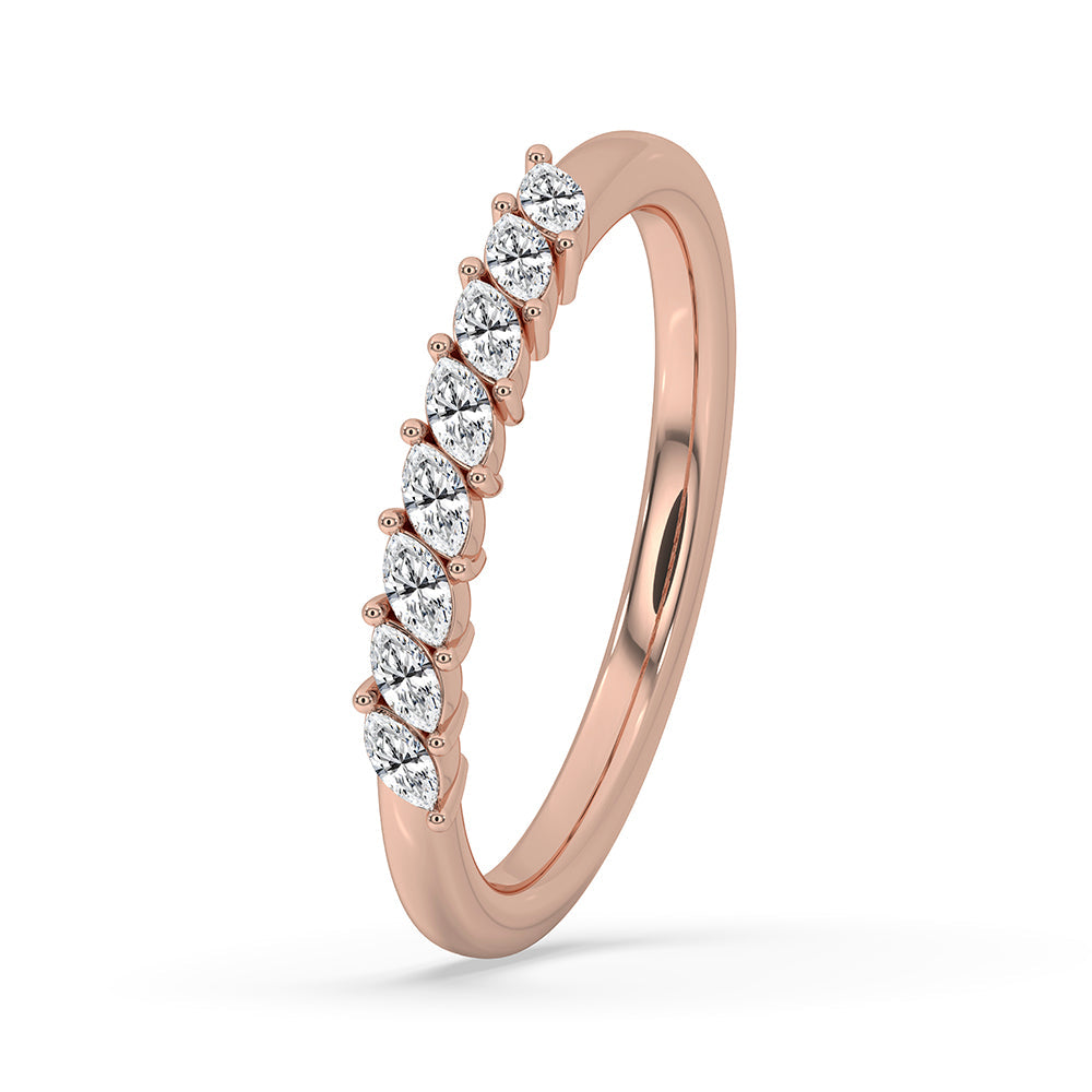 Marquise Cut Wedding Band In Rose Gold