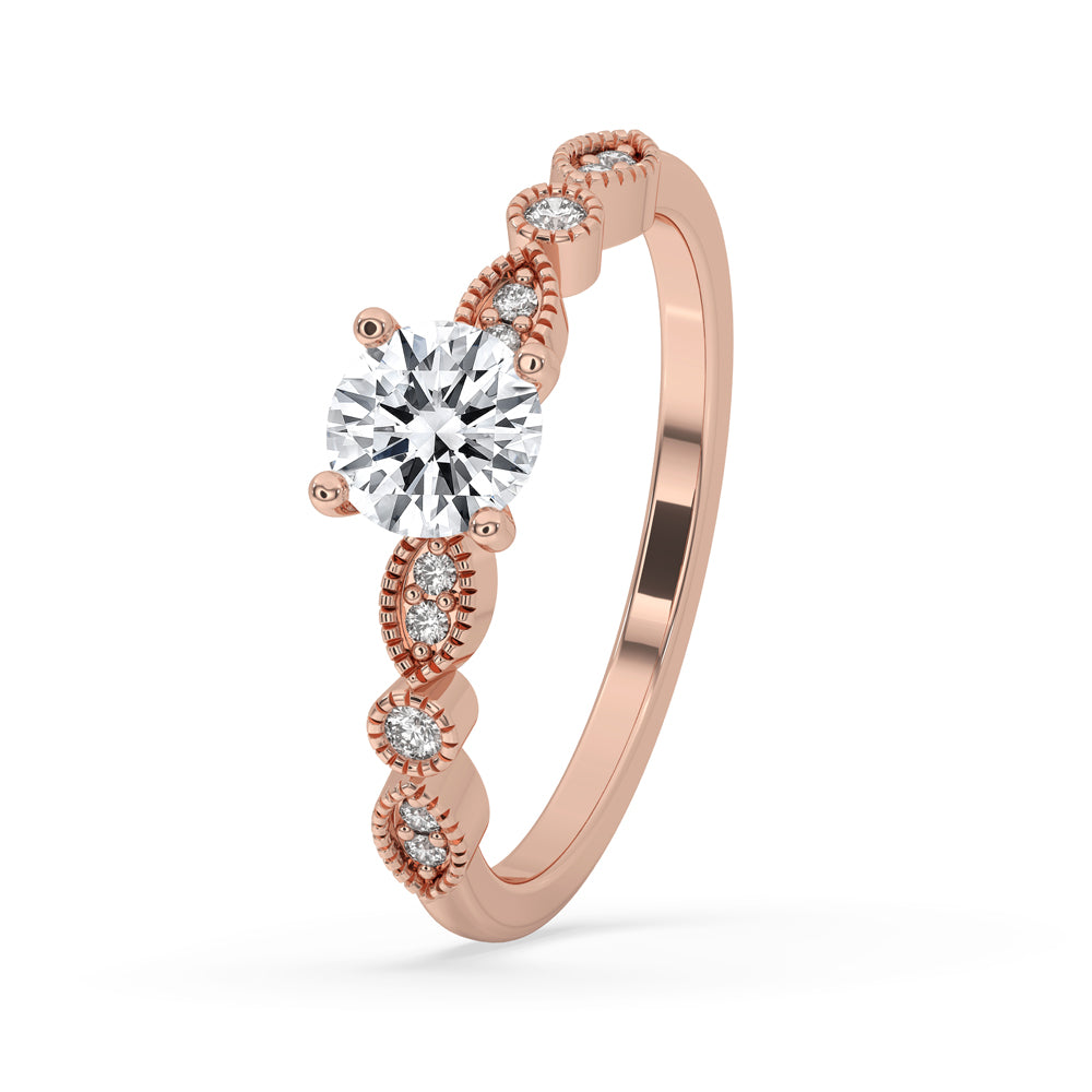 Milgrain Engagement Ring - Round Diamond Secondary image