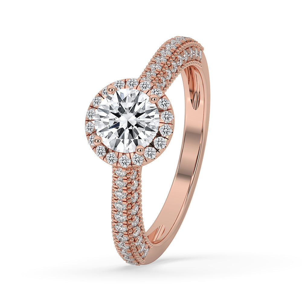 Milgrain Engagement Ring With Three side Pave Secondary image