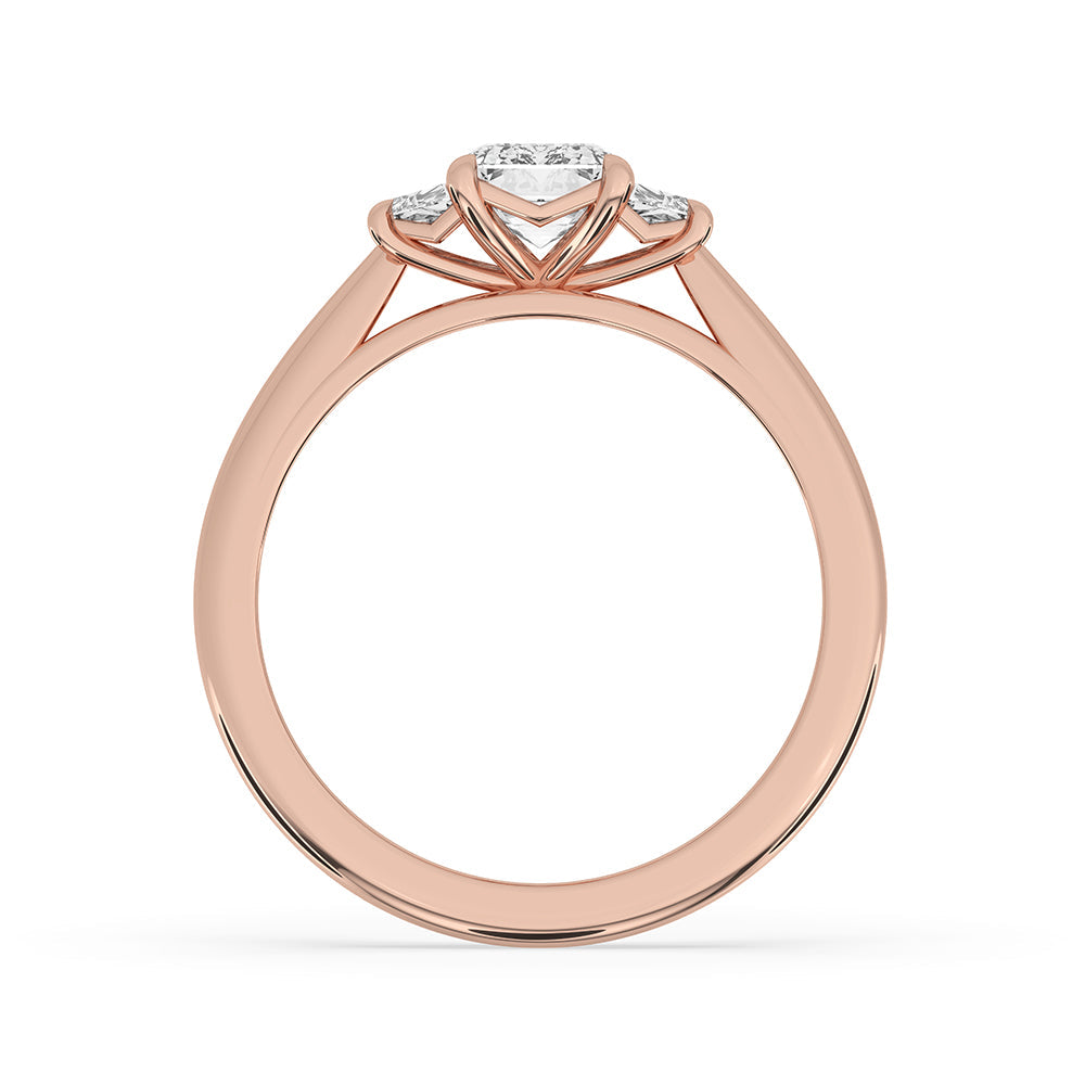 Emerald Cut Diamond Ring With trapezoid side stone