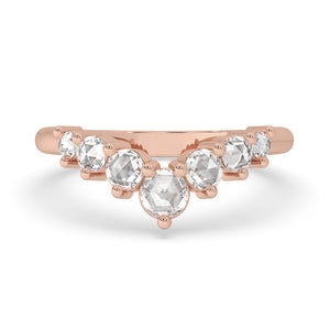 Curved Wedding Band - Round Rose Cut Diamonds
