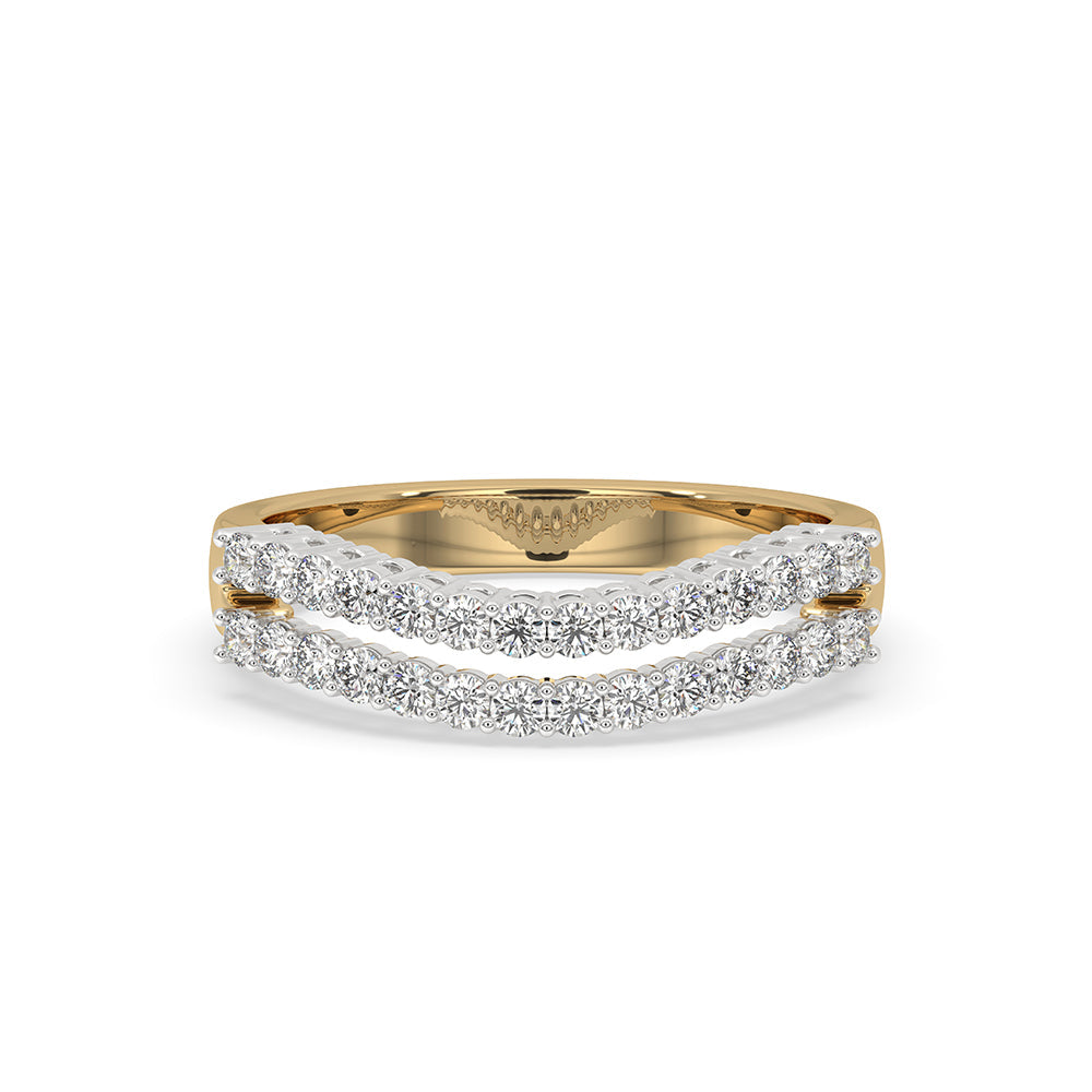Round Diamond Double Row Wedding Band