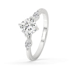 White Gold Cushion Cut Engagement Ring With Compass Prong Setting