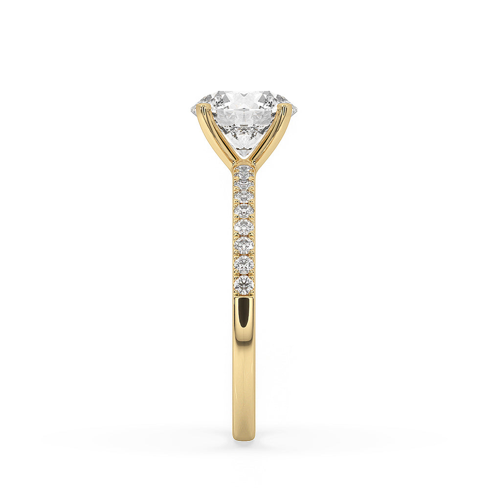 Round Cut Engagement Ring In Pave Setting Immagine secondaria del prodotto