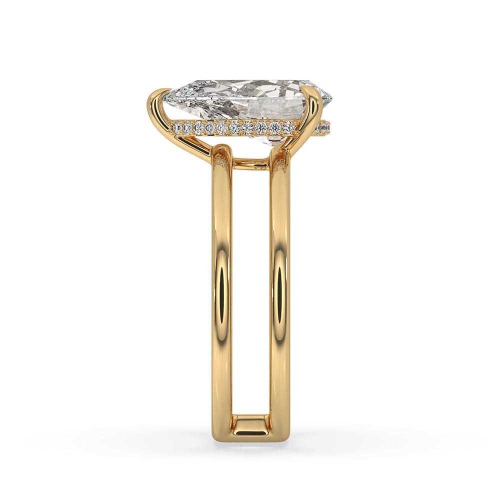 Pear Diamond Engagement Ring with Hidden Halo Design