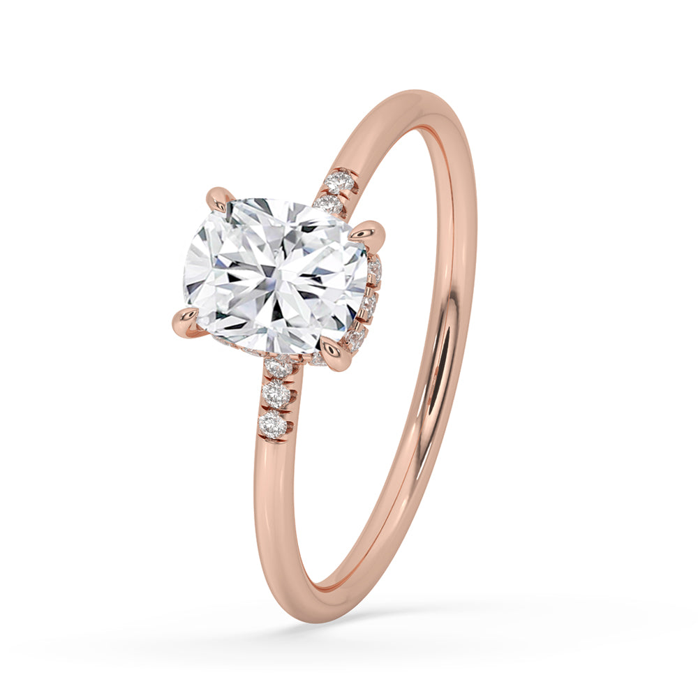 Elongated Cushion Cut Engagement Ring - 6 Round Side Stones Secondary image