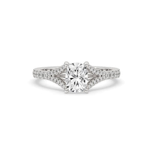 Cushion Cut Diamond Ring With Split Pave Style