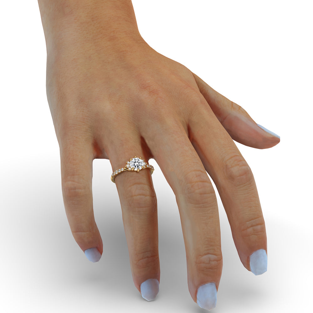 2 Carat Round Diamond Ring with Elegant Pave Setting